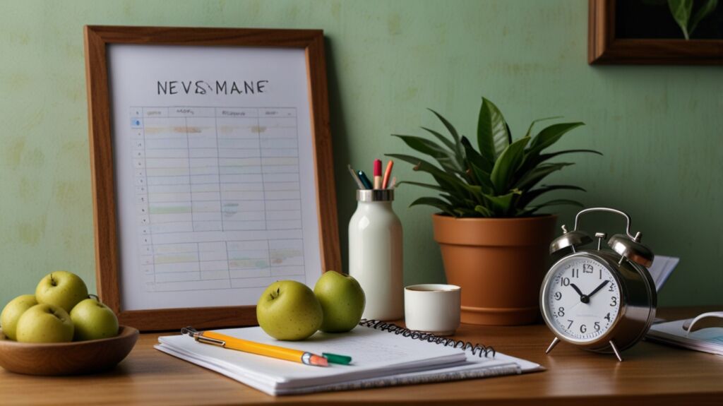 Default A neatly organized desk with a planner colorful pens a 3